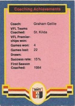 1986 Scanlens VFL #98 Graeme Gellie Back